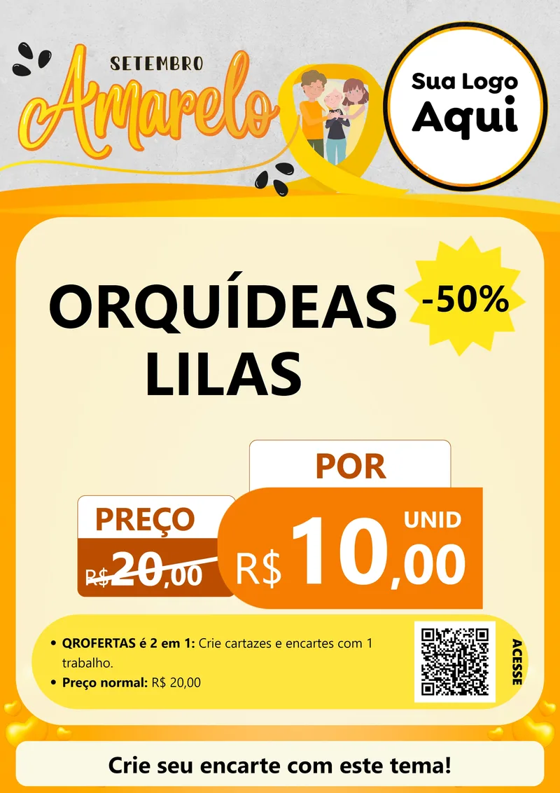 Modelo de Cartaz para Cartaz A4 Vertical com o tema Setembro Amarelo para Floricultura e jardim