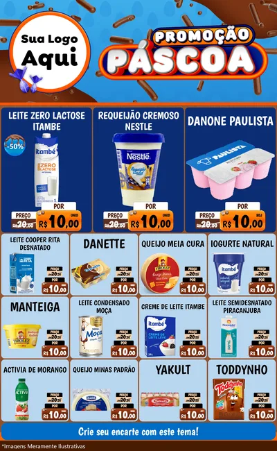 Modelo de Encarte para Encarte Grande com o tema Promoção Páscoa para Frios e Laticínios