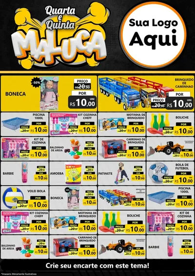 Modelo de Encarte para Encarte A4 Vertical com o tema Quarta e Quinta Maluca para Brinquedos