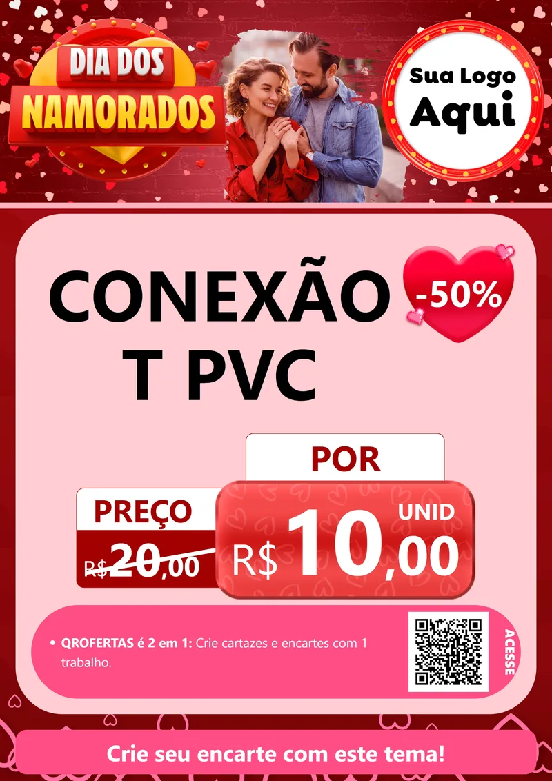 Modelo de Cartaz para Cartaz A4 Vertical com o tema Dia Dos Namorados para Tubos e conexões