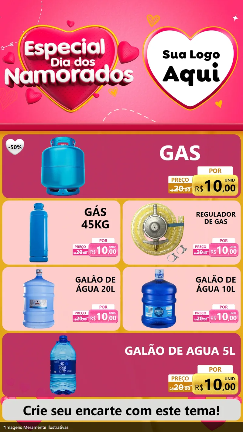 Modelo de TV para TV Vertical com o tema Especial Dia dos Namorados para Água e gás