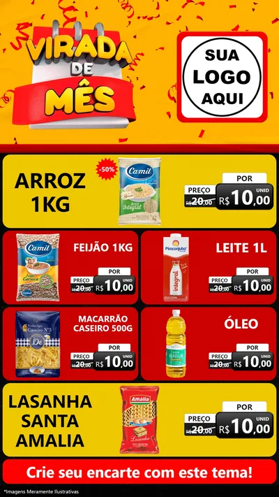 Modelo de TV para TV Vertical com o tema Virada de Mês para Supermercado