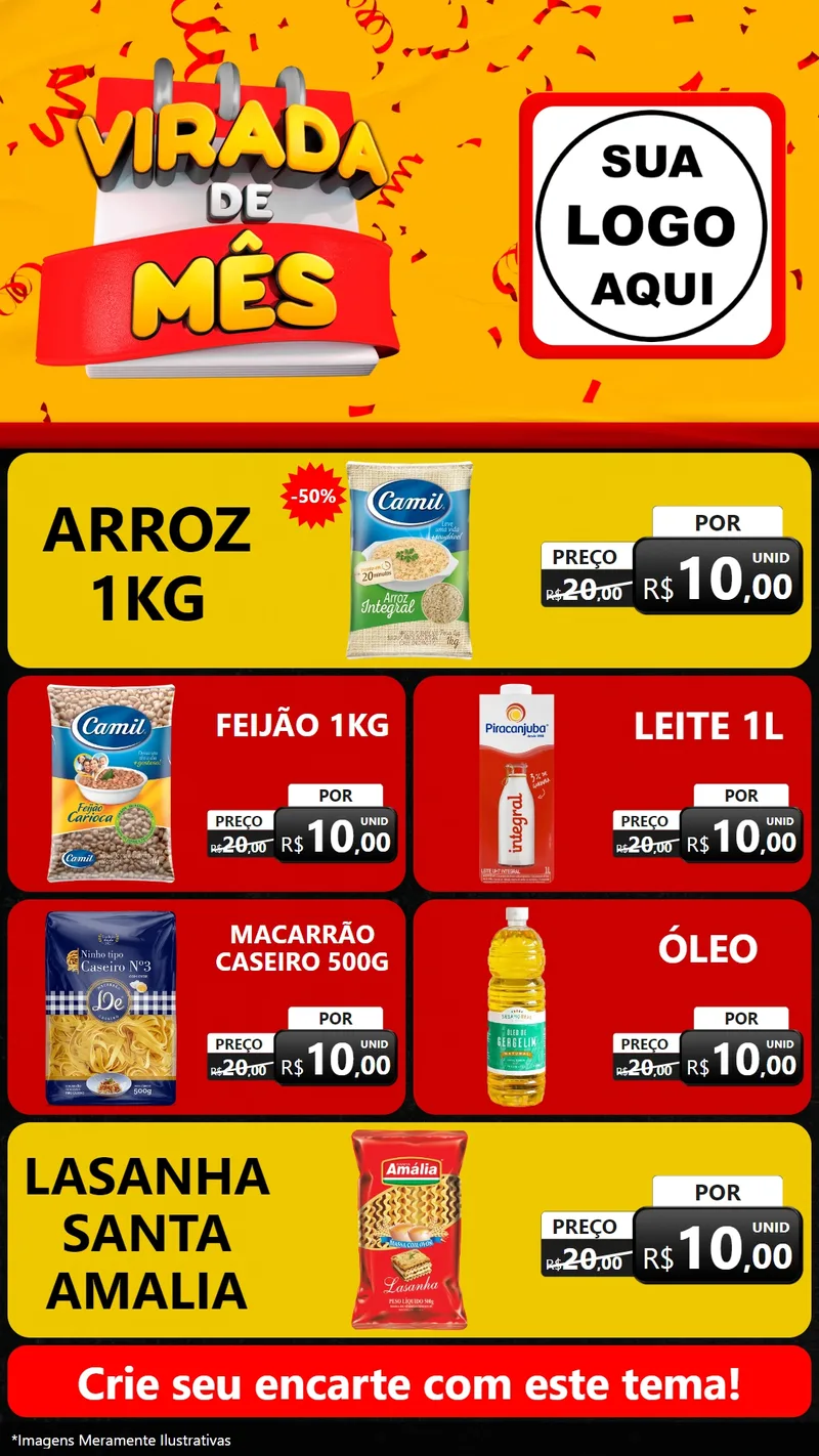 Modelo de TV para TV Vertical com o tema Virada de Mês para Supermercado