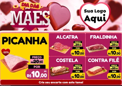 Modelo de Encarte para Encarte A4 Horizontal com o tema Dia Das Mães para Açougue