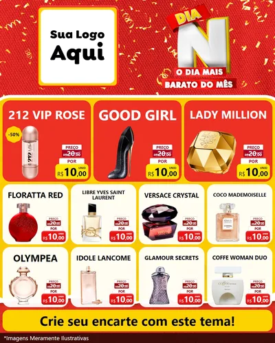 Modelo de Rede Social para Feed Instagram com o tema Dia N o Dia Mais Barato do Mês para Perfumes