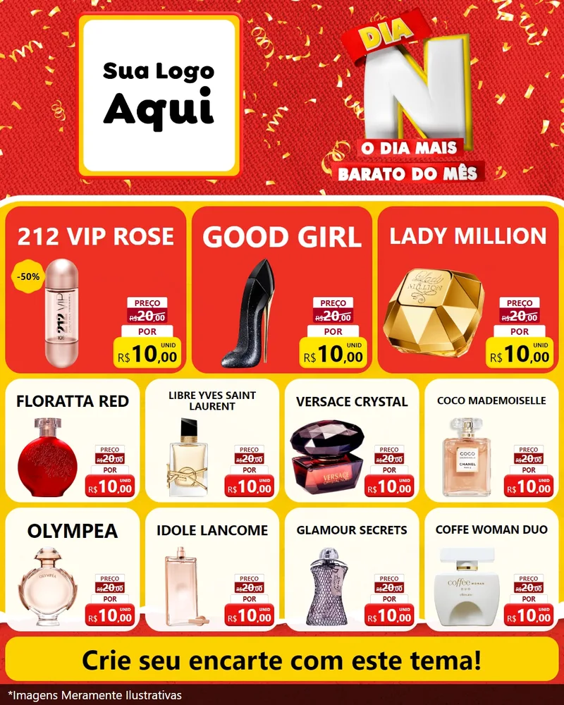Modelo de Rede Social para Feed Instagram com o tema Dia N o Dia Mais Barato do Mês para Perfumes