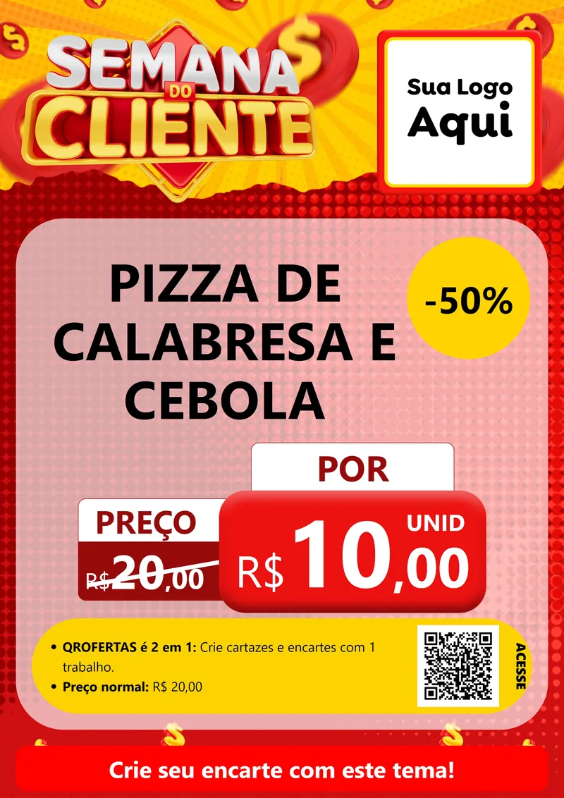 Modelo de Cartaz para Cartaz A4 Vertical com o tema Semana do Cliente para Pizzaria