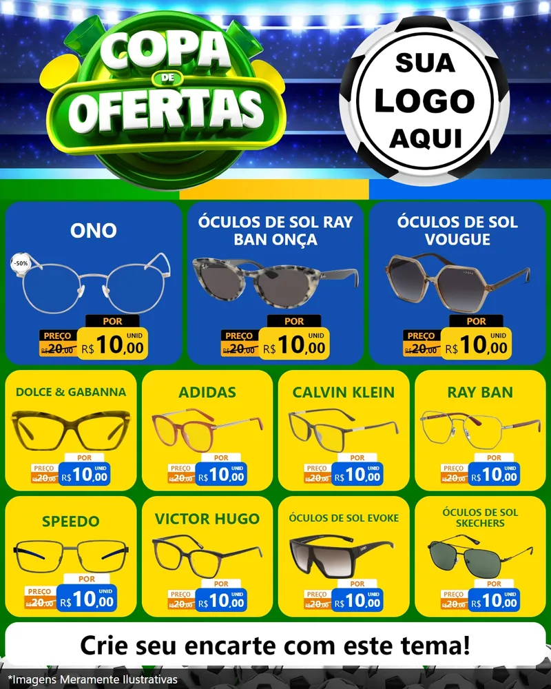 Modelo de Rede Social para Feed Instagram com o tema Copa de Ofertas para Óticas