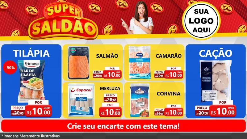 Modelo de TV para TV Horizontal com o tema Super Saldão para Peixaria