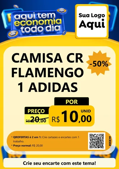 Modelo de Cartaz para Cartaz A4 Vertical com o tema Aqui Tem Economia Todo Dia para Roupas e acessórios