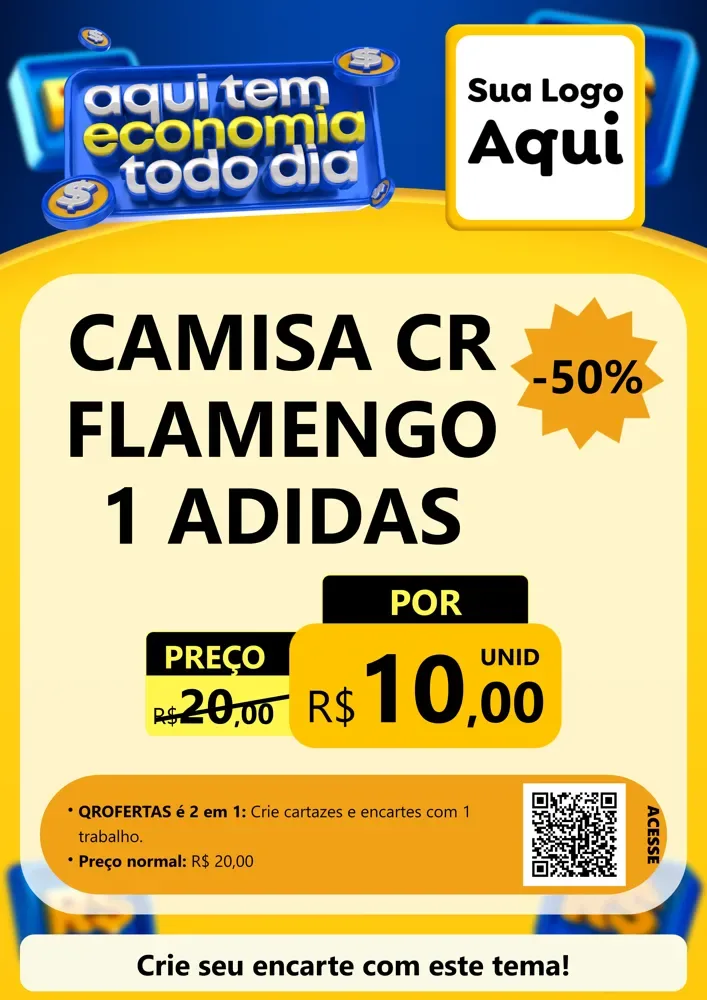 Modelo de Cartaz para Cartaz A4 Vertical com o tema Aqui Tem Economia Todo Dia para Roupas e acessórios