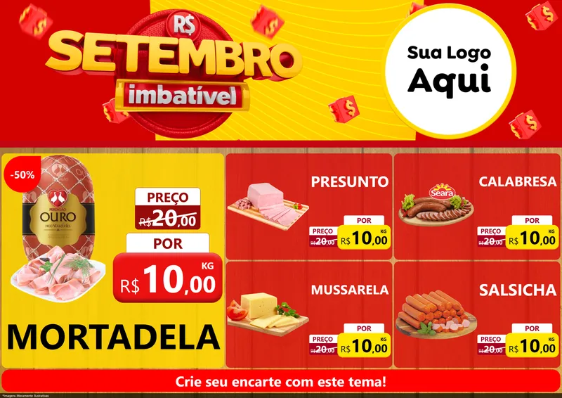 Modelo de Encarte para Encarte A4 Horizontal com o tema Setembro Imbatível para Frios e Laticínios