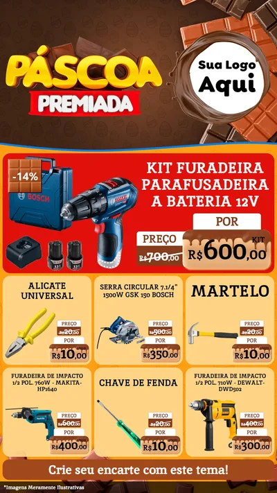 Modelo de Rede Social para Stories com o tema Páscoa Premiada para Maquinas e Ferramentas