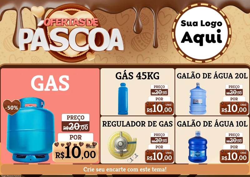 Modelo de Encarte para Encarte A4 Horizontal com o tema Ofertas de Páscoa para Água e gás