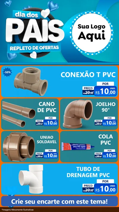 Modelo de TV para TV Vertical com o tema Dia Dos Pais Repleto de Ofertas para Tubos e conexões