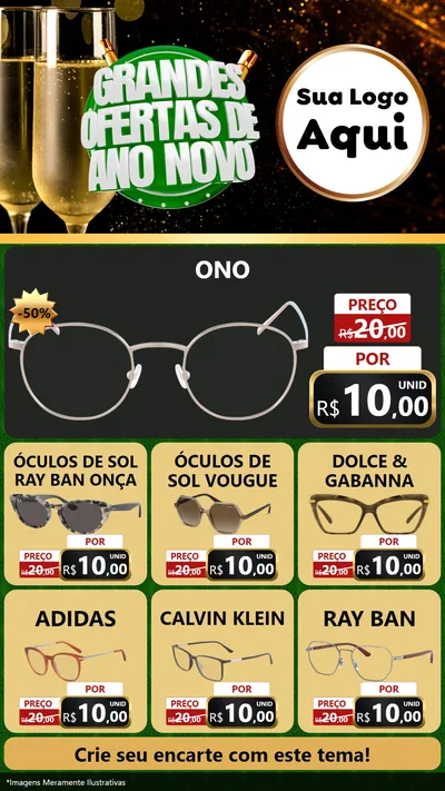 Modelo de Rede Social para Stories com o tema Grandes Ofertas de Ano Novo para Óticas