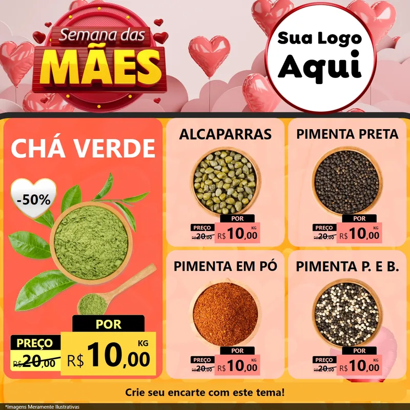 Modelo de Rede Social para Feed Facebook com o tema Semana das Mães para Produtos Naturais