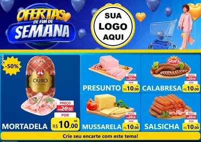 Modelo de Encarte para Encarte A4 Horizontal com o tema Ofertas de Fim de Semana para Frios e Laticínios