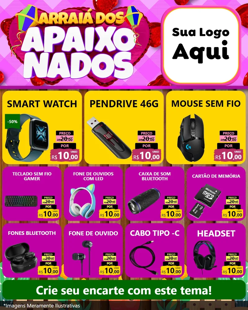 Modelo de Rede Social para Feed Instagram com o tema Arraiá dos Apaixonados para Informática