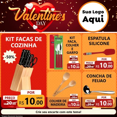 Modelo de Rede Social para Feed Facebook com o tema Valentine's Day para Utilidades Domésticas