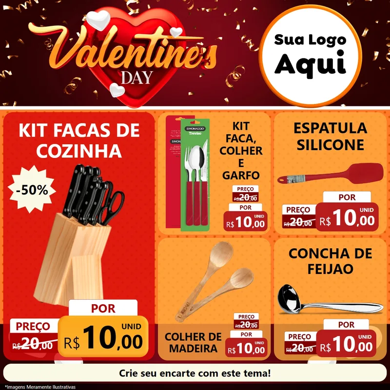 Modelo de Rede Social para Feed Facebook com o tema Valentine's Day para Utilidades Domésticas