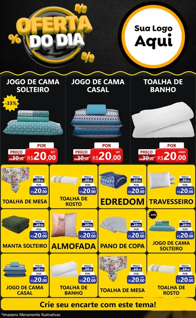 Modelo de Encarte para Encarte Grande com o tema Oferta Do Dia para Cama, Mesa e Banho