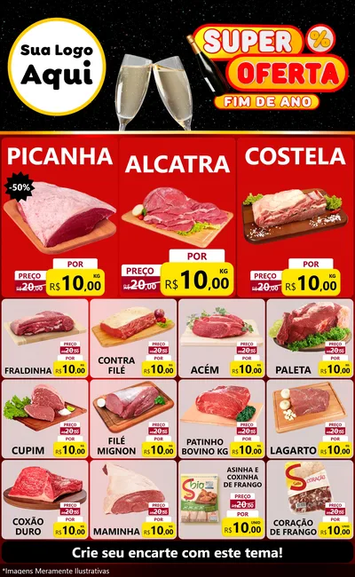 Modelo de Encarte para Encarte Grande com o tema Super Oferta Fim de Ano para Açougue
