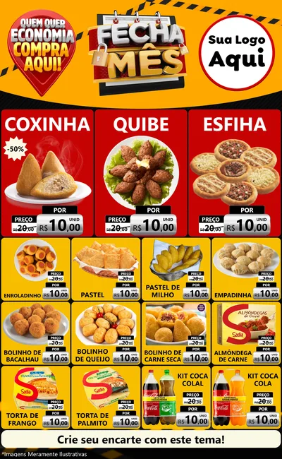 Modelo de Encarte para Encarte Grande com o tema Fecha Mês para Salgadaria