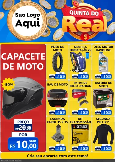 Modelo de Encarte para Encarte A4 Vertical com o tema Quinta do Real para Moto peças