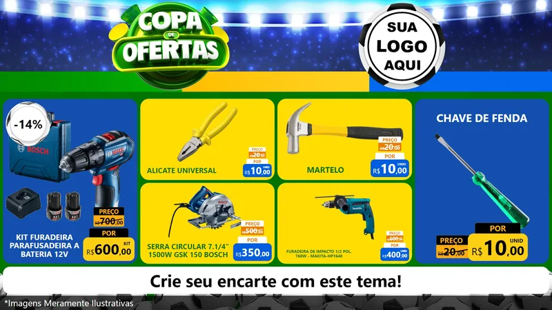 Modelo de TV para TV Horizontal com o tema Copa de Ofertas para Maquinas e Ferramentas