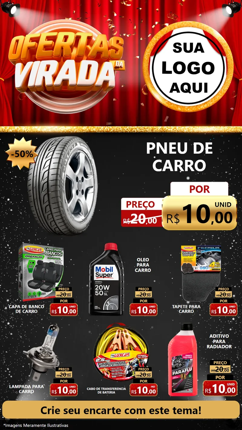 Modelo de Rede Social para Stories com o tema Ofertas da Virada para Auto peças