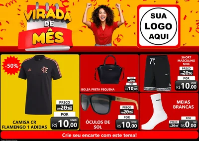 Modelo de Encarte para Encarte A4 Horizontal com o tema Virada de Mês para Roupas e acessórios