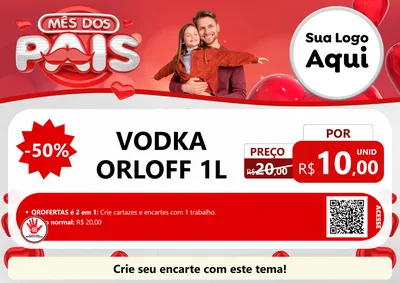 Modelo de Cartaz para Cartaz A4 Horizontal com o tema Mês dos Pais para Distribuidora de bebidas