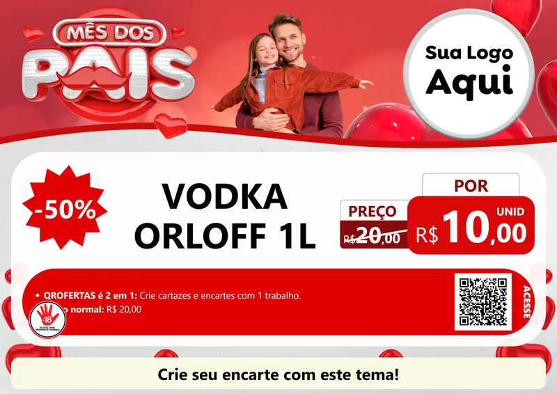 Modelo de Cartaz para Cartaz A4 Horizontal com o tema Mês dos Pais para Distribuidora de bebidas