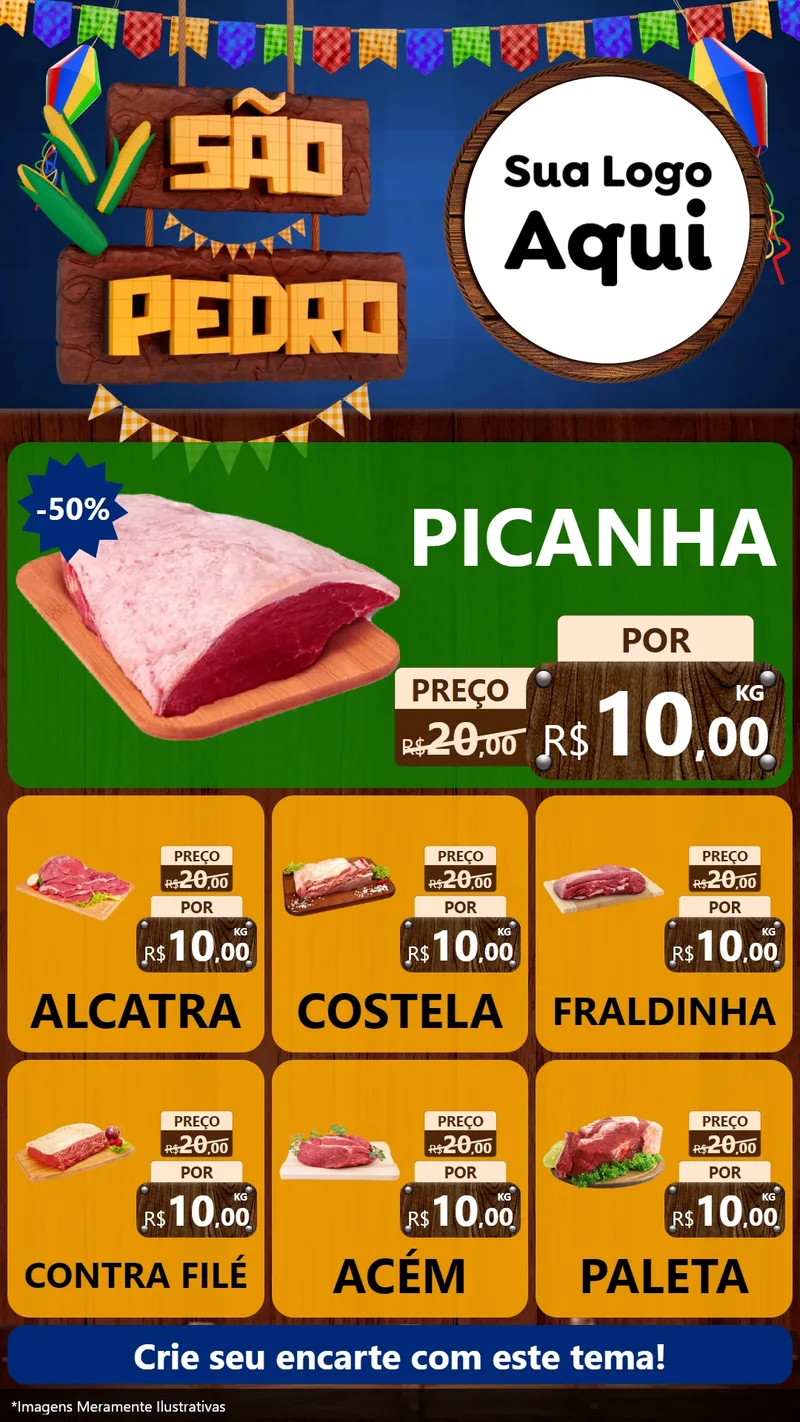 Modelo de Rede Social para Stories com o tema São Pedro para Açougue