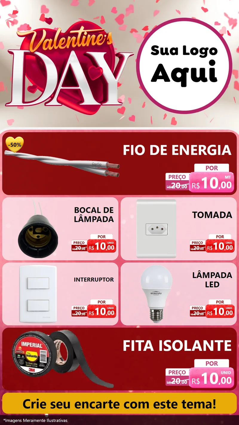 Modelo de TV para TV Vertical com o tema Valentine's Day para Materiais Elétricos