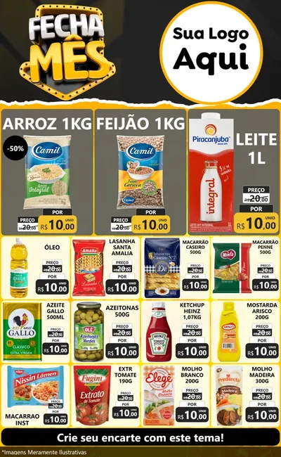 Modelo de Encarte para Encarte Grande com o tema Fecha Mês para Supermercado
