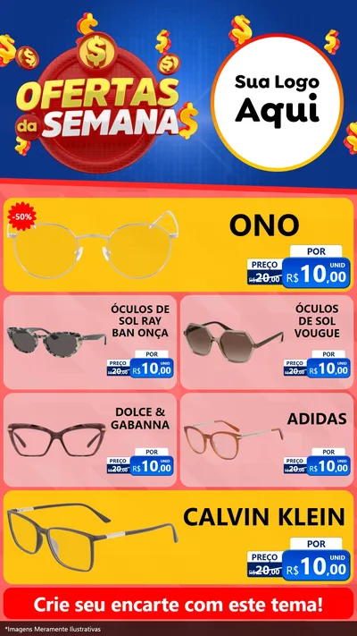 Modelo de TV para TV Vertical com o tema Ofertas Da Semana para Óticas