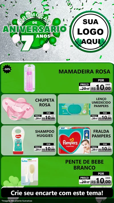 Modelo de TV para TV Vertical com o tema Promoção de Aniversário - 7 Anos para Bebês