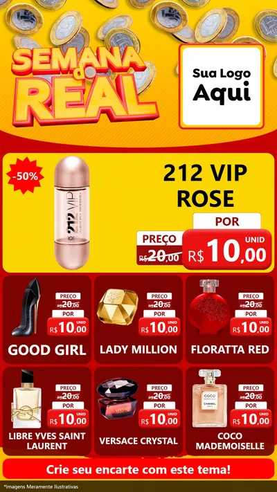 Modelo de Rede Social para Stories com o tema Semana do Real para Perfumes