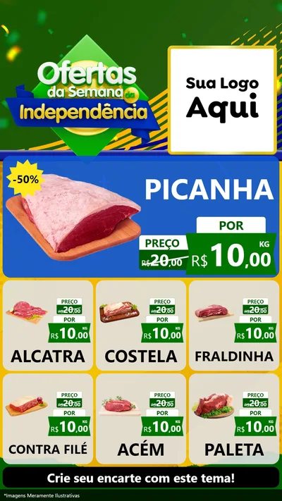 Modelo de Rede Social para Stories com o tema Ofertas da Semana da Independência para Açougue