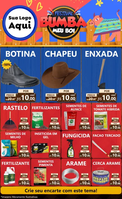 Modelo de Encarte para Encarte Grande com o tema Festival Bumba Meu Boi para Agropecuária