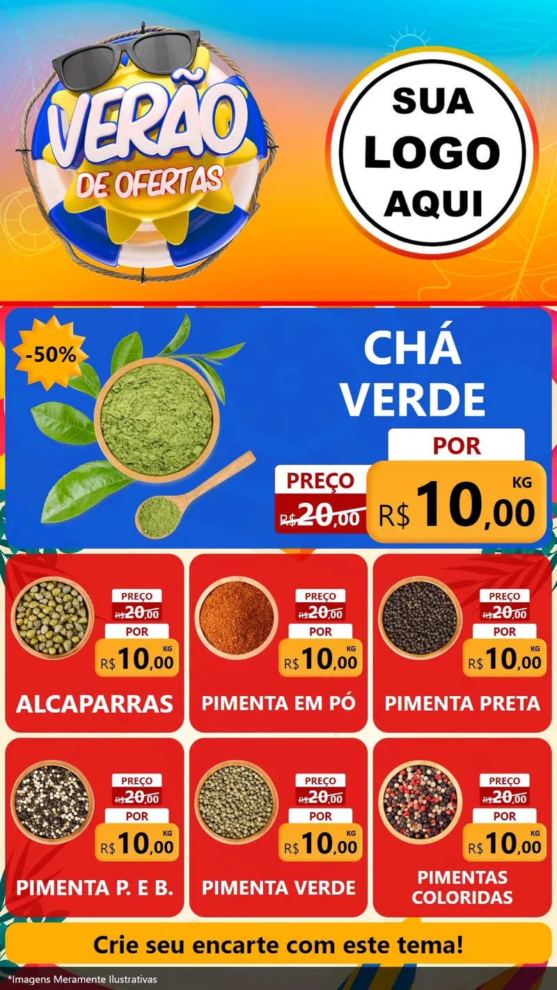 Modelo de Rede Social para Stories com o tema Verão de Ofertas para Produtos Naturais