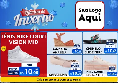 Modelo de Encarte para Encarte A4 Horizontal com o tema Ofertas de Inverno para Calçados