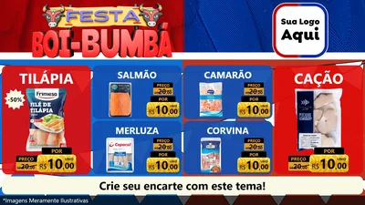 Modelo de TV para TV Horizontal com o tema Festa Boi Bumbá para Peixaria