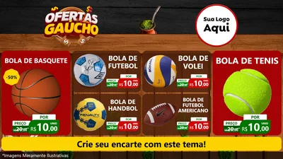 Modelo de TV para TV Horizontal com o tema Ofertas Dia do Gaúcho para Artigos Esportivos