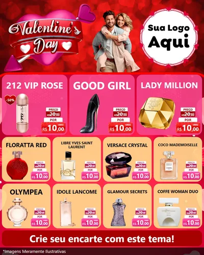 Modelo de Rede Social para Feed Instagram com o tema Valentine's Day para Perfumes