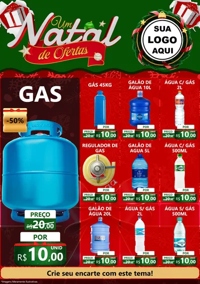 Modelo de Encarte para Encarte A4 Vertical com o tema Um Natal de Ofertas para Água e gás