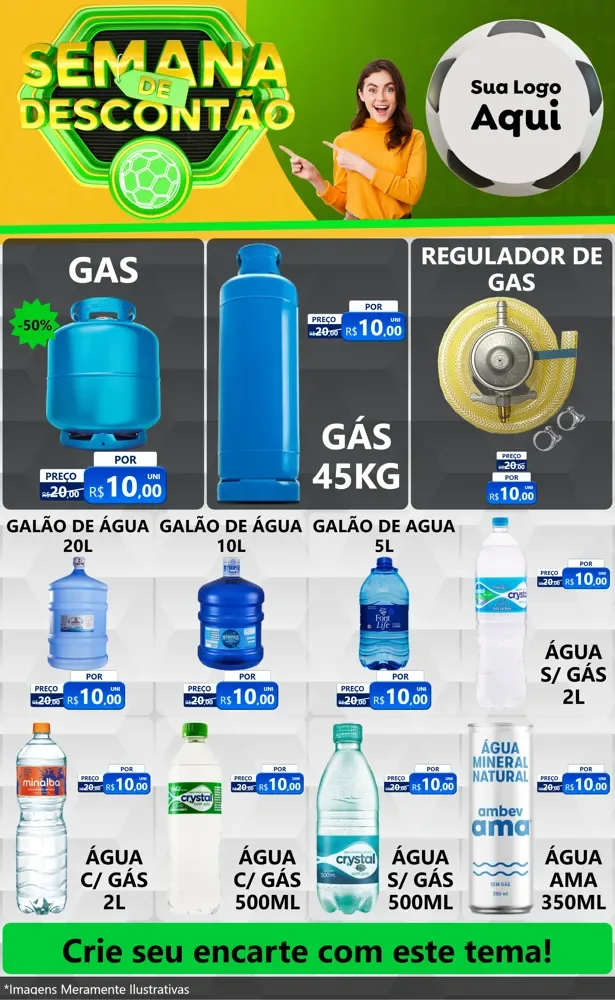Modelo de Encarte para Encarte Grande com o tema Semana de Descontão - Copa para Água e gás