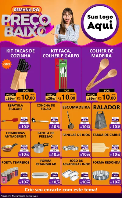 Modelo de Encarte para Encarte Grande com o tema Semana do Preço Baixo para Utilidades Domésticas